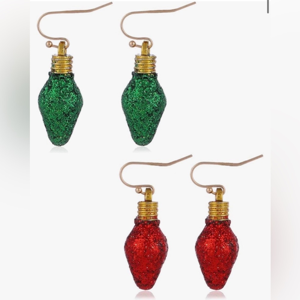 Festive Red and Green Glitter Earrings